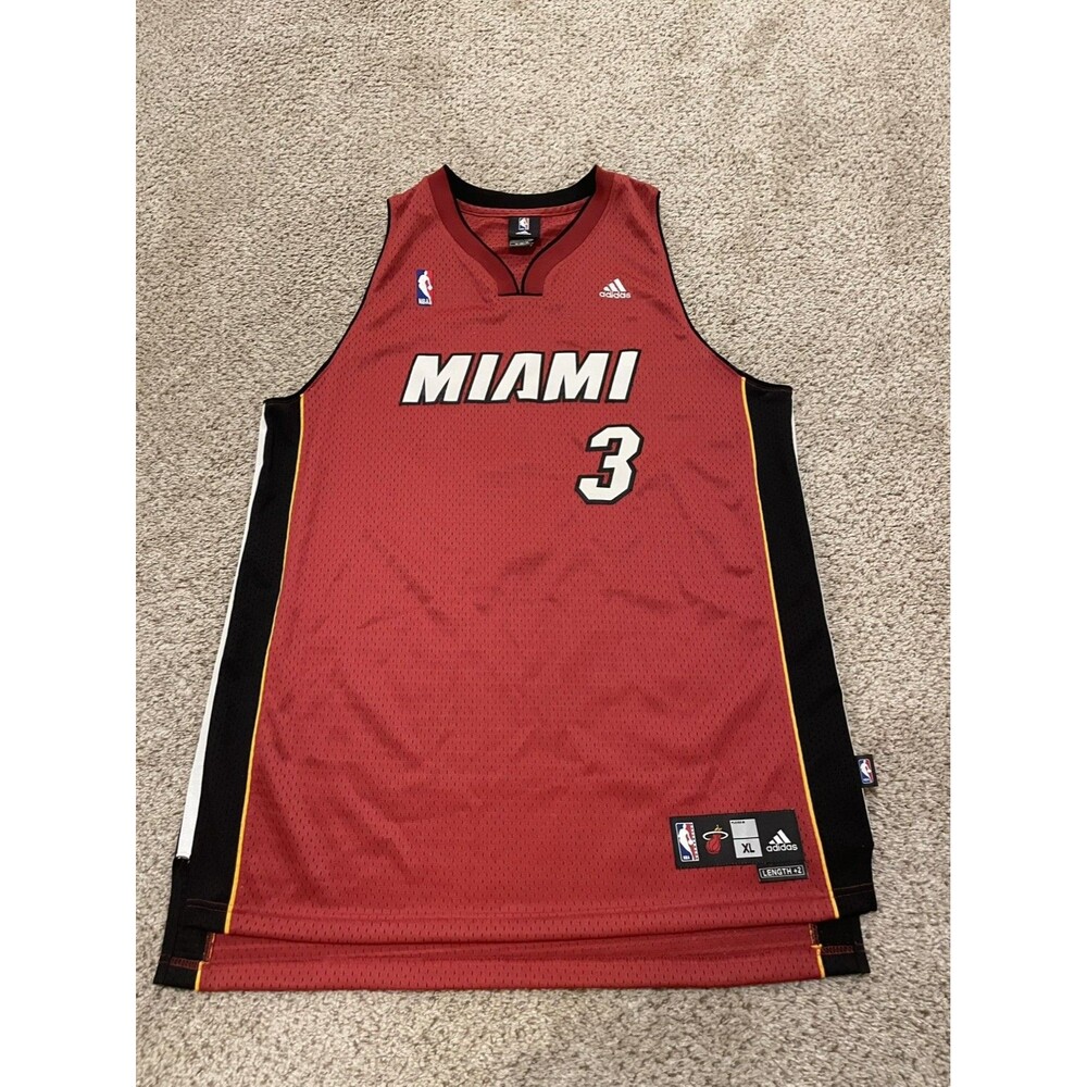 Adidas NBA Miami Heat Dwayne Wade #3 Stitched Jersey Red XL Length+2